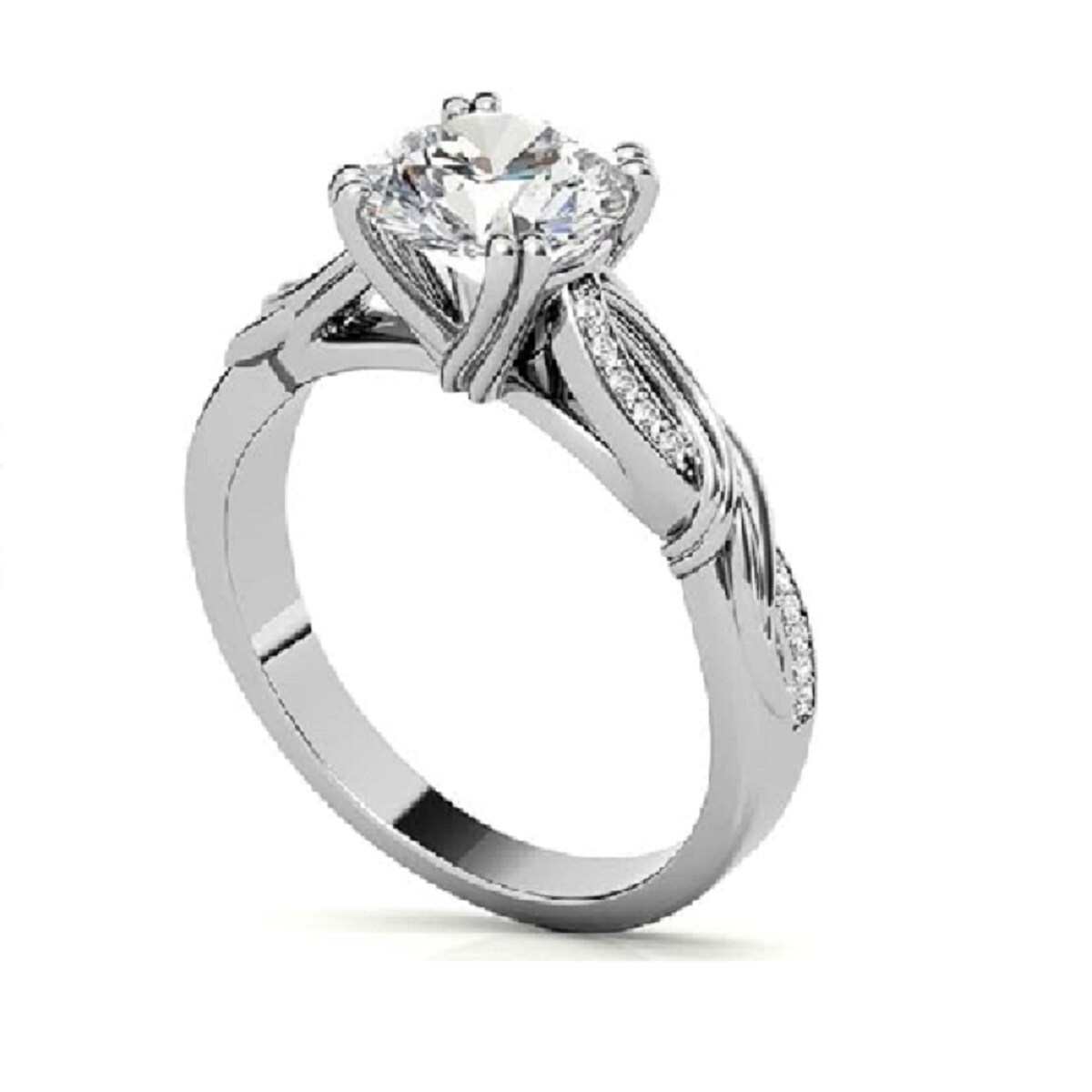 Bague de fiançailles couple moissanite en or blanc 14 carats-4