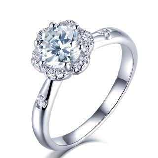 10K White Gold Moissanite Couple Engagement Ring-45