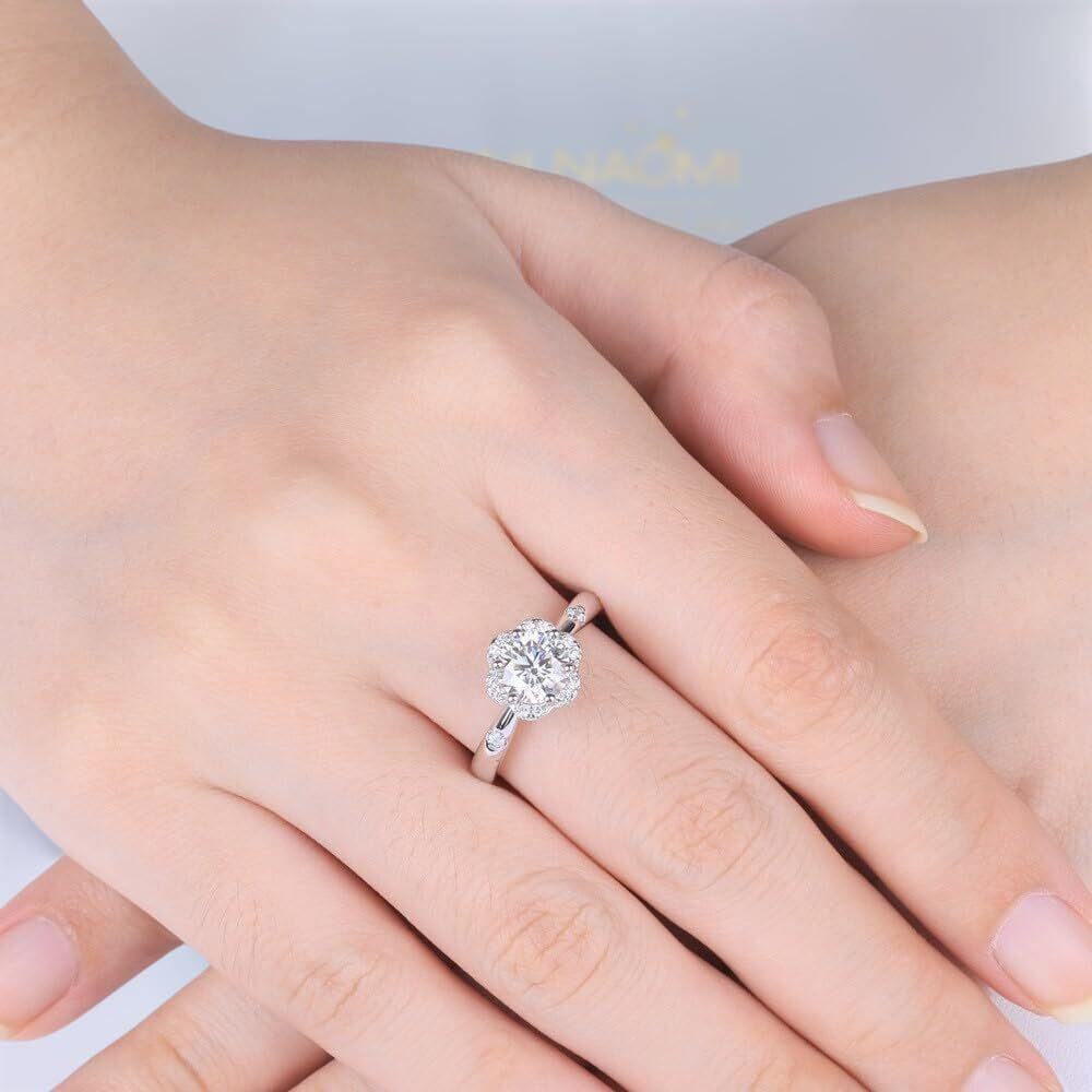 14K White Gold Moissanite Couple Engagement Ring-2