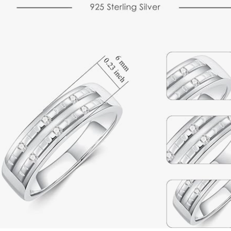 Anel de Noivado Masculino em Prata de Lei com Moissanita-5