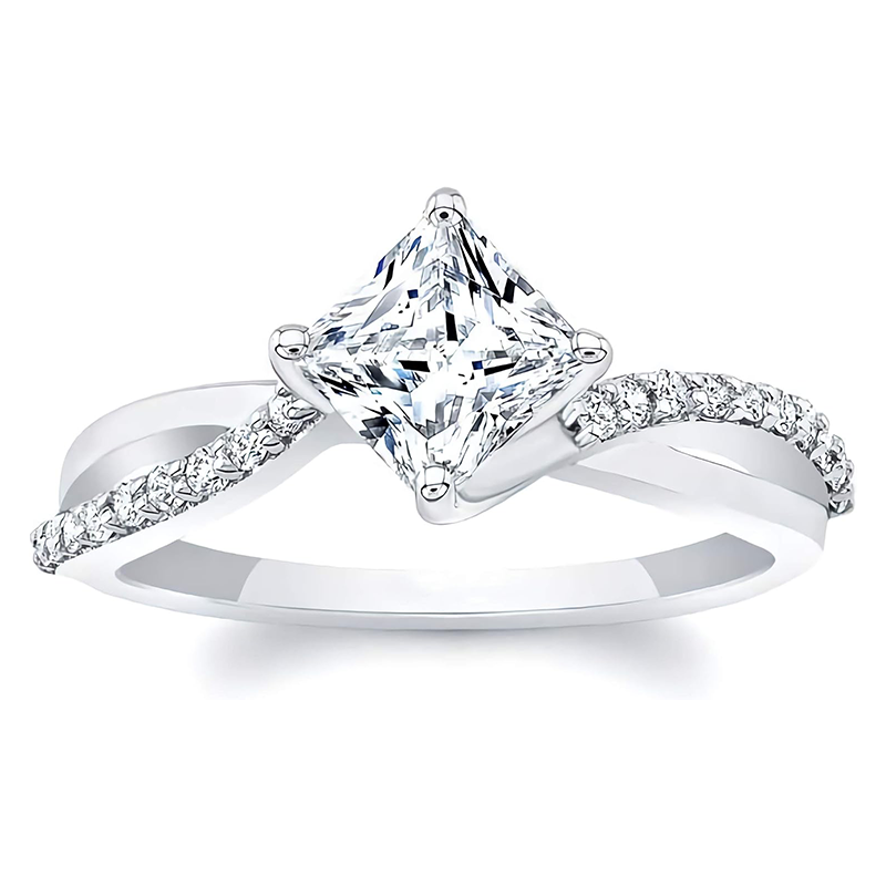 18K White Gold Moissanite Engagement Ring-1