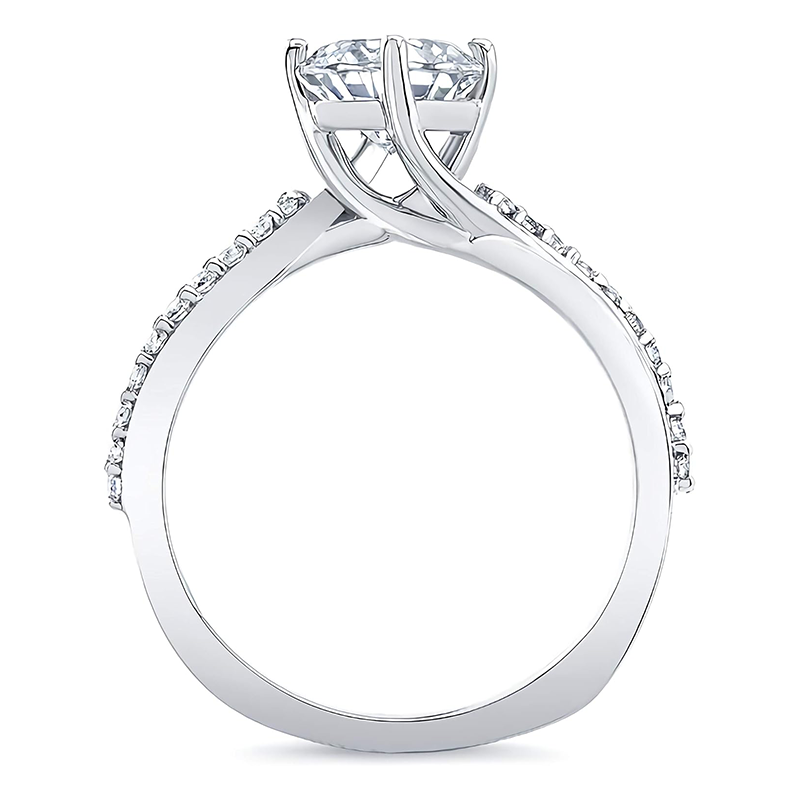 10K White Gold Moissanite Engagement Ring-4