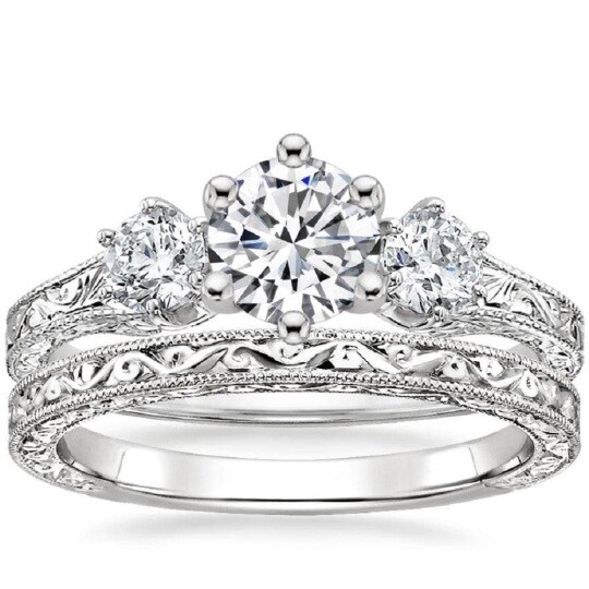 9K White Gold Moissanite Engagement Ring