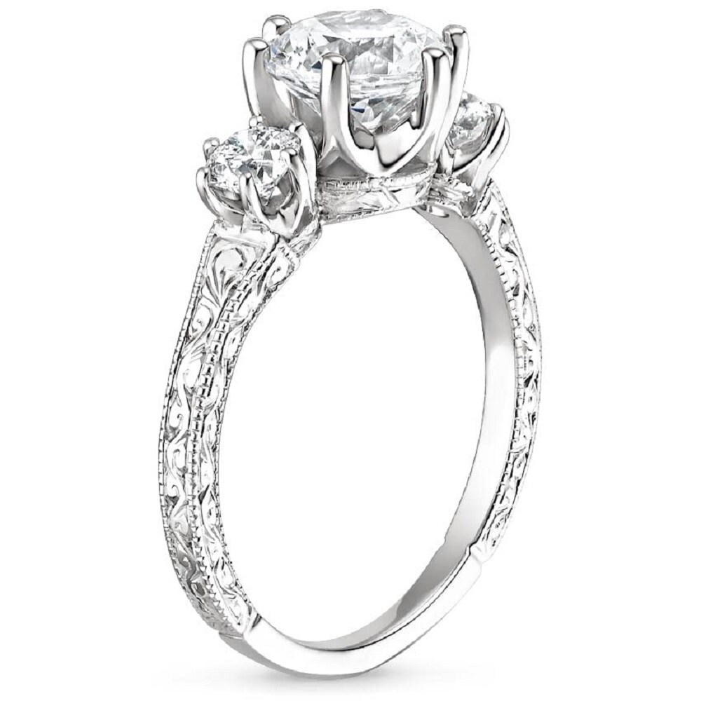 Anillo de compromiso de moissanita en oro blanco de 9 quilates-3