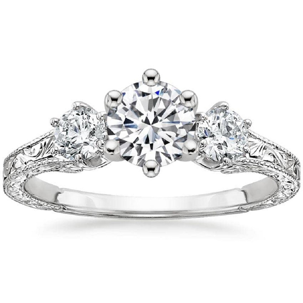 Anillo de compromiso de moissanita en oro blanco de 10 quilates-4
