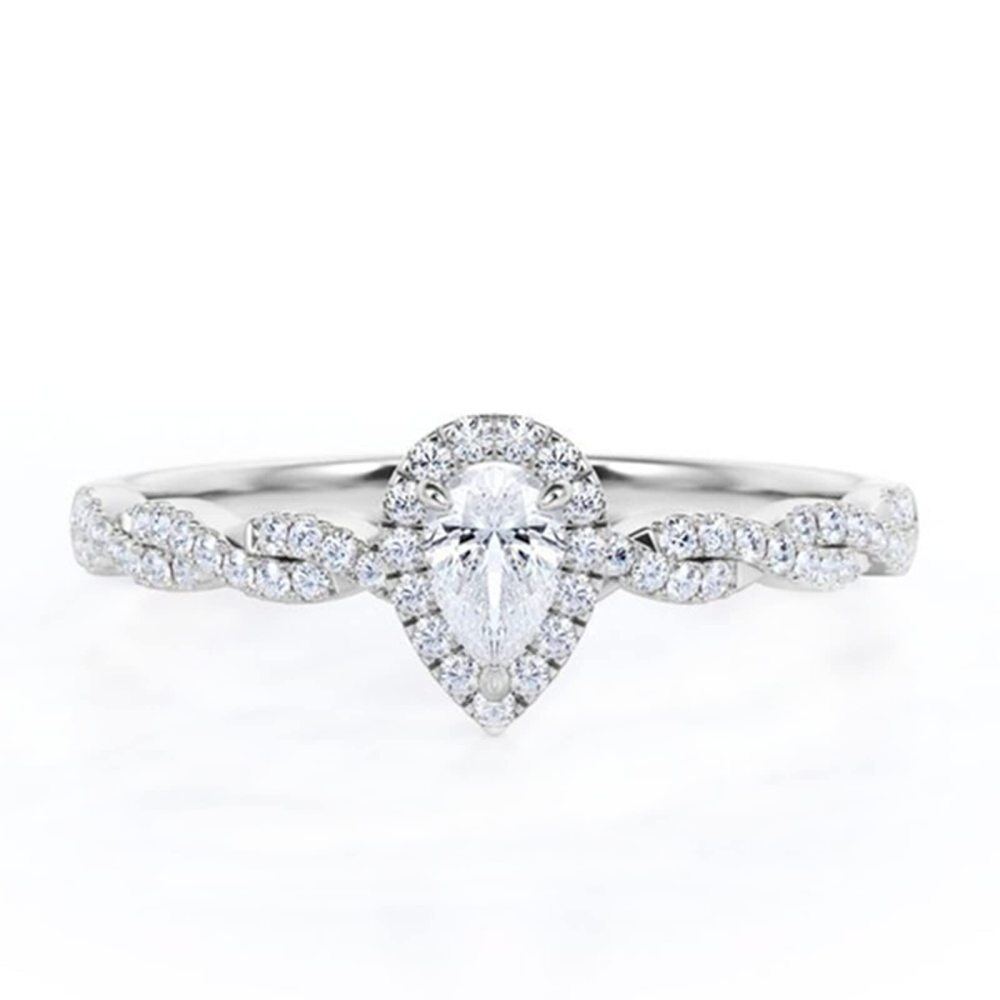 Sterling Silver Moissanite Personalized Engraving & Engagement Ring-1