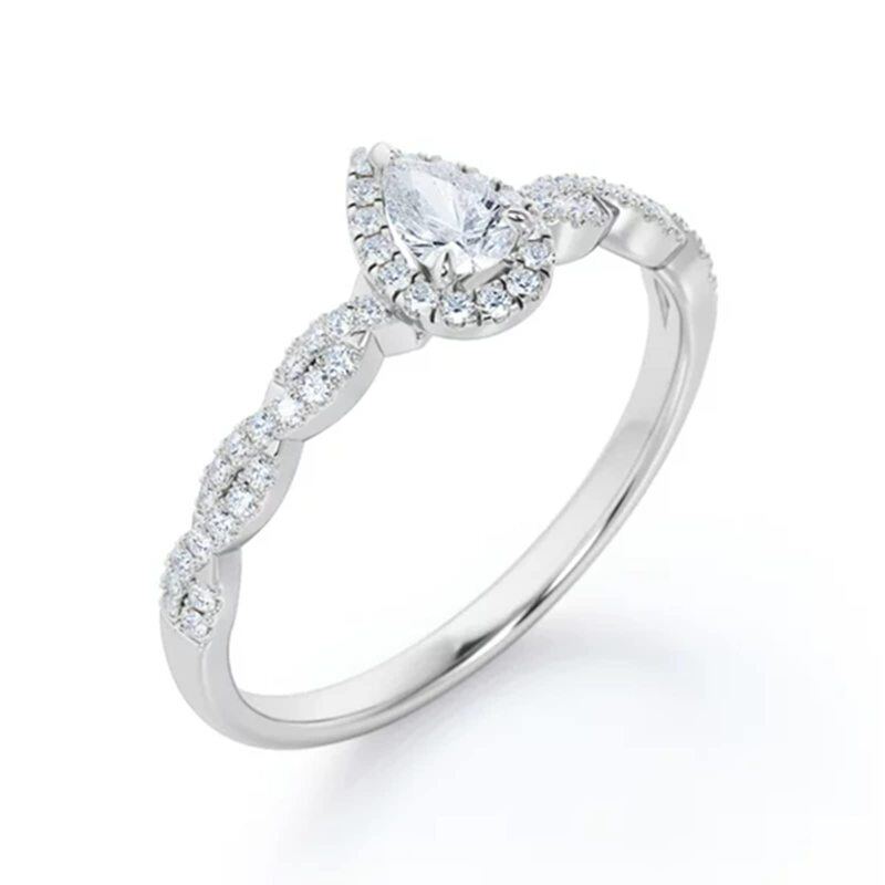 Sterling Silver Moissanite Personalized Engraving & Engagement Ring-3