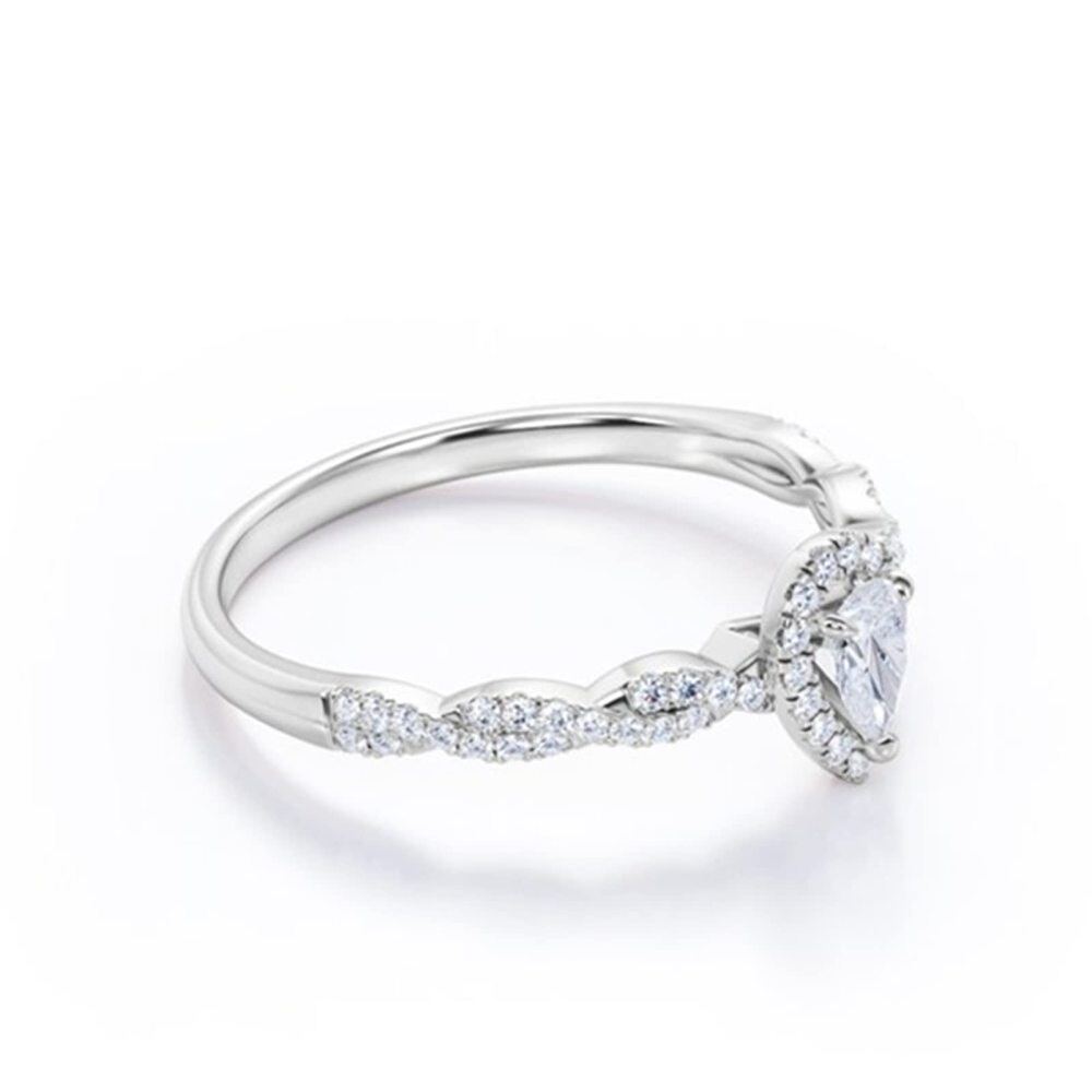 Sterling Silver Moissanite Personalized Engraving & Engagement Ring-4