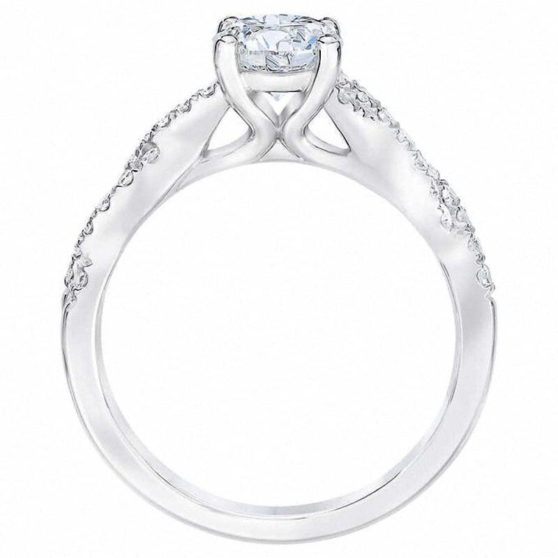 Anel de noivado de casal com gravura personalizada Moissanite em prata esterlina-4