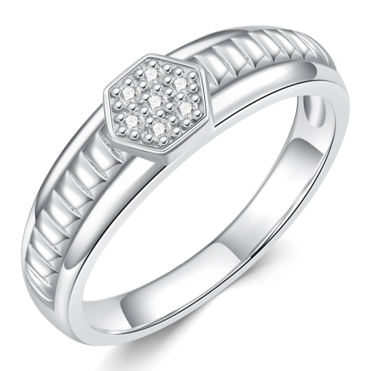 Bague de mariage en argent sterling avec gravure personnalisée en moissanite pour homme