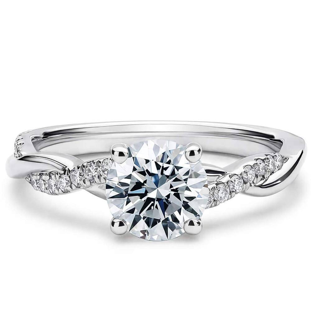 10K White Gold 1.16 CT.T.W. Moissanite Round Ring-1