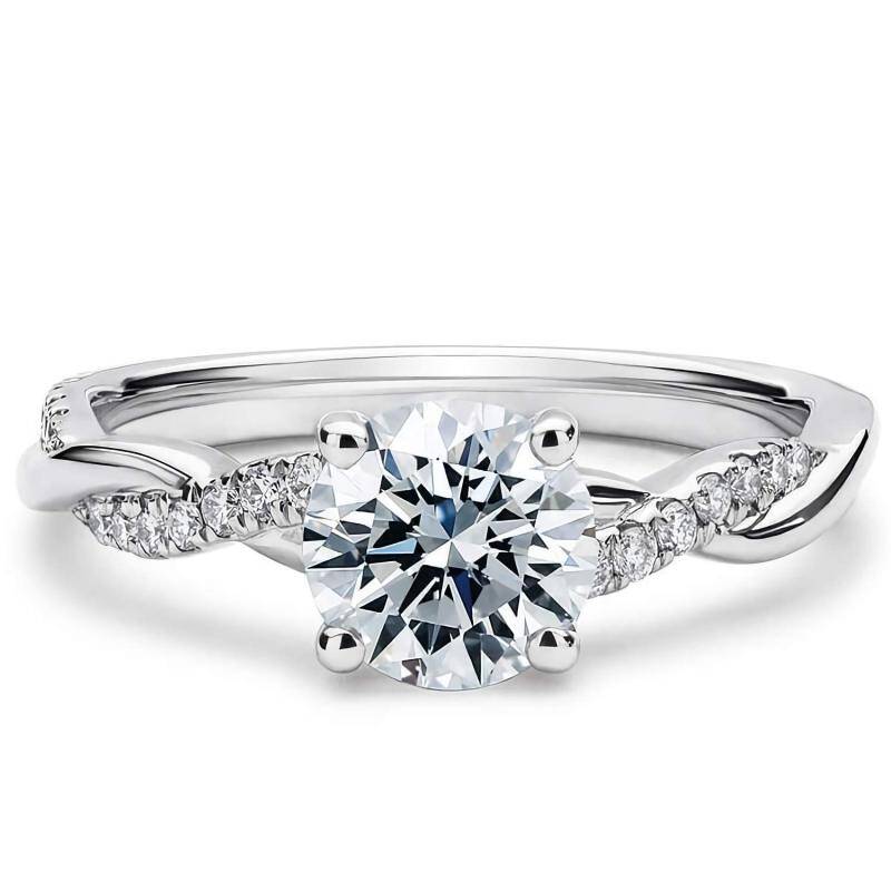 Anel redondo de moissanita em ouro branco de 10 quilates com 1,16 ct.T.W.-7