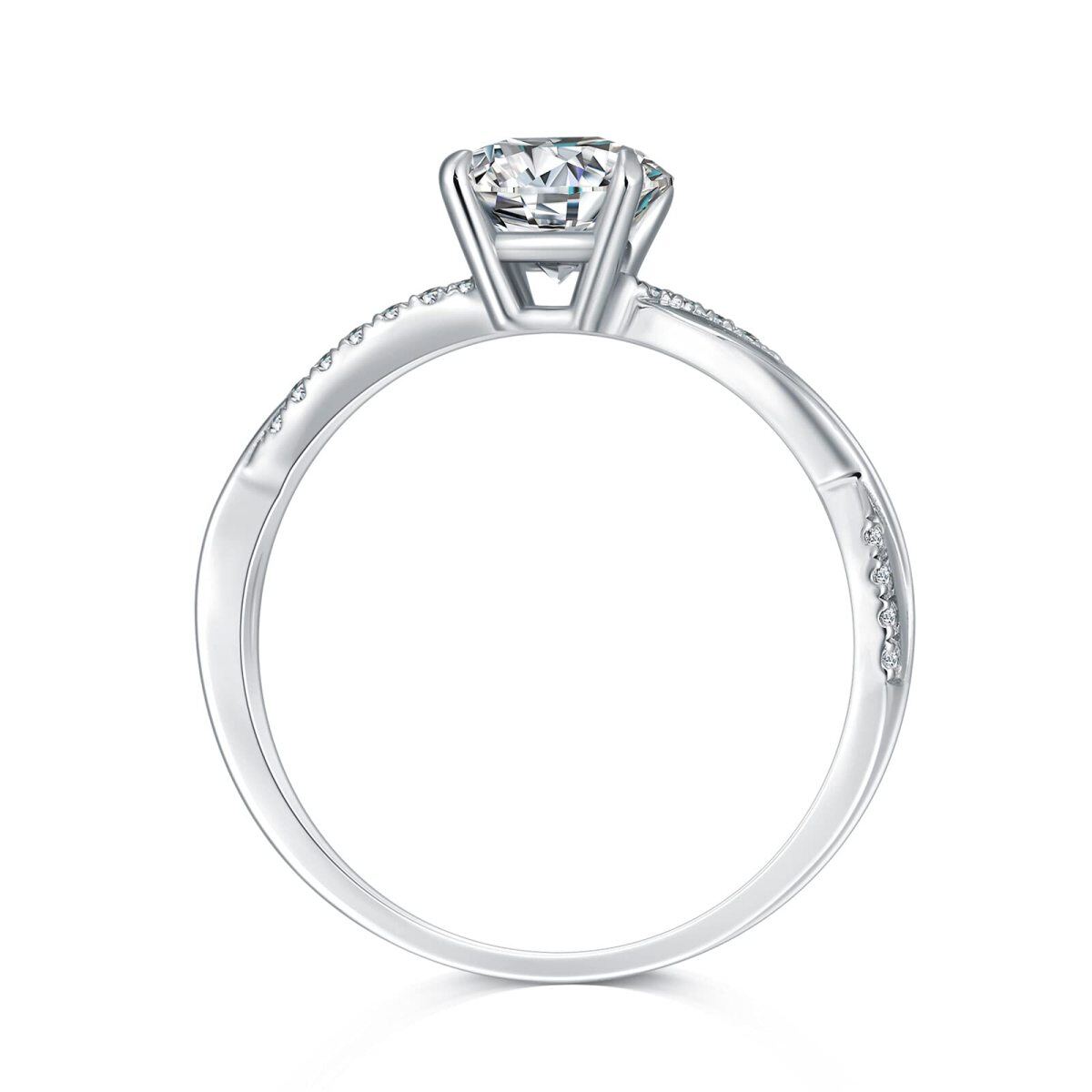 18K White Gold Moissanite Round Ring-2