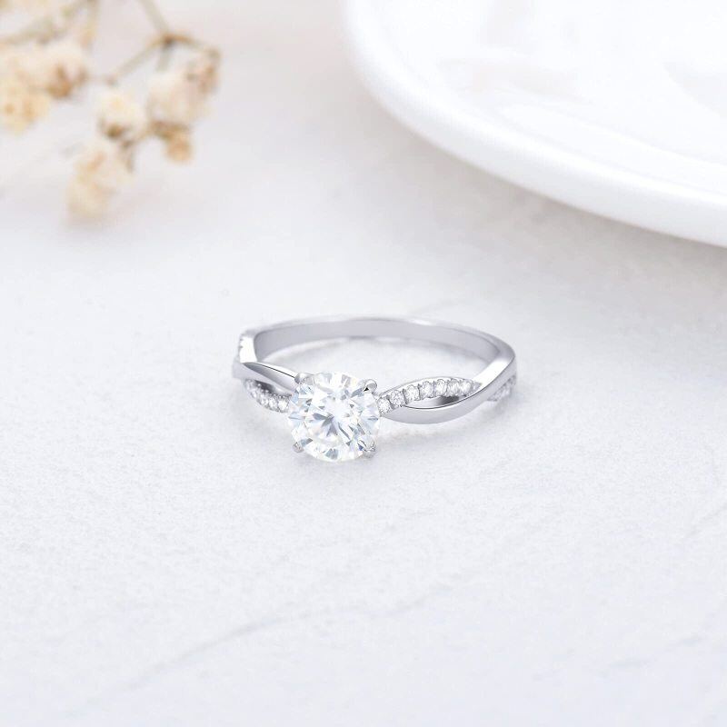 10K White Gold 1.16 CT.T.W. Moissanite Round Ring-4