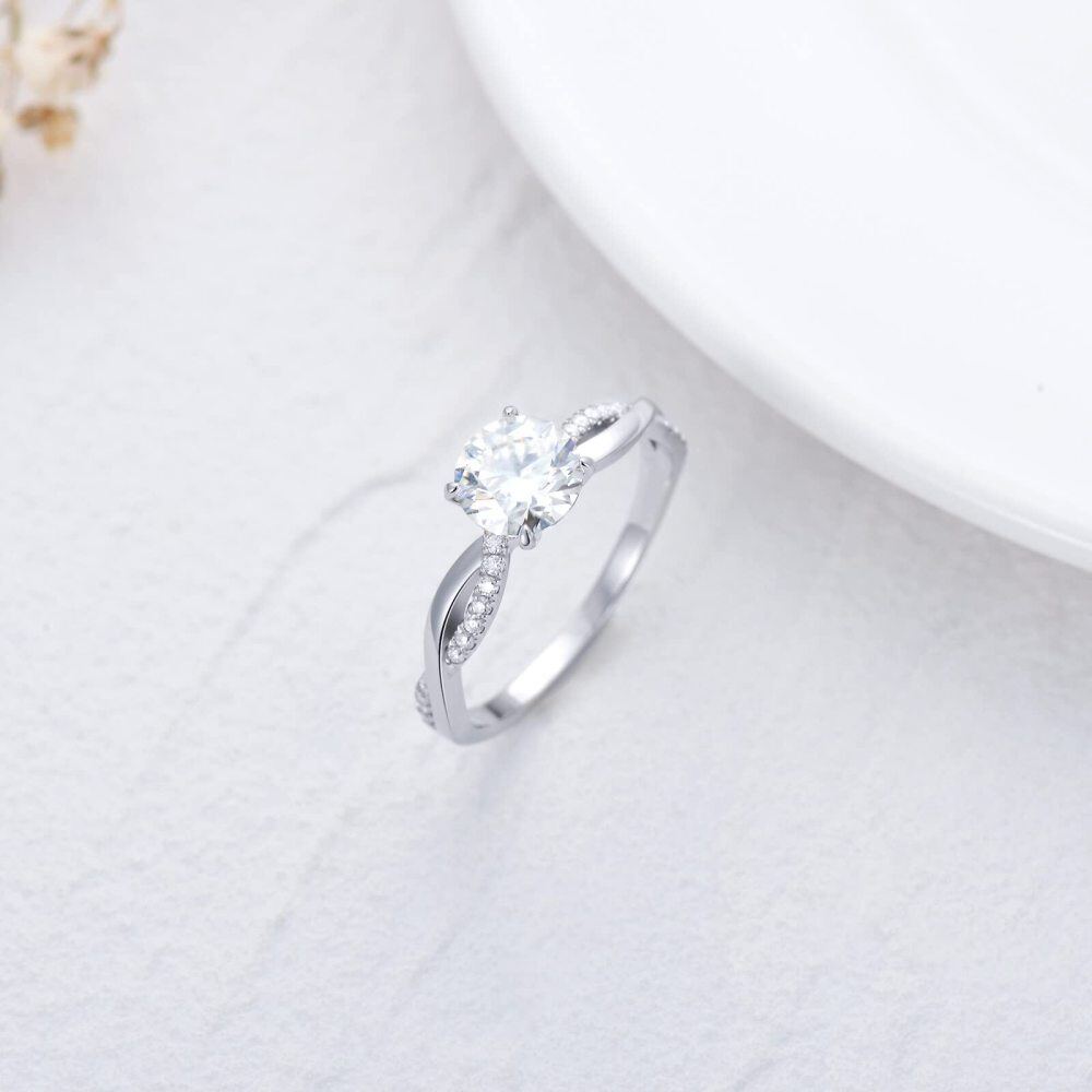 10K White Gold 1.16 CT.T.W. Moissanite Round Ring-5