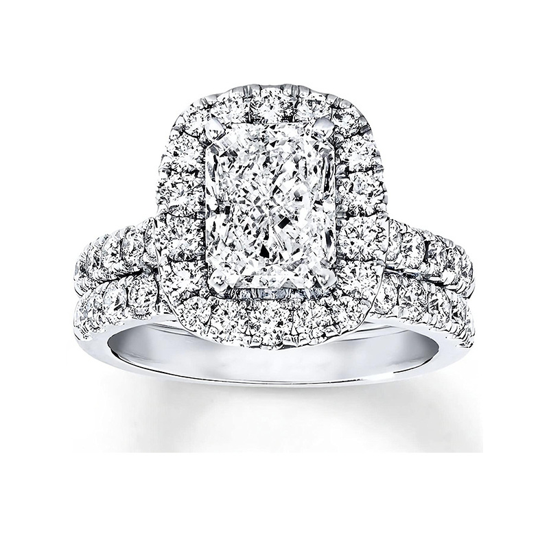 Obrączka ślubna z białego złota 18K Moissanite-1