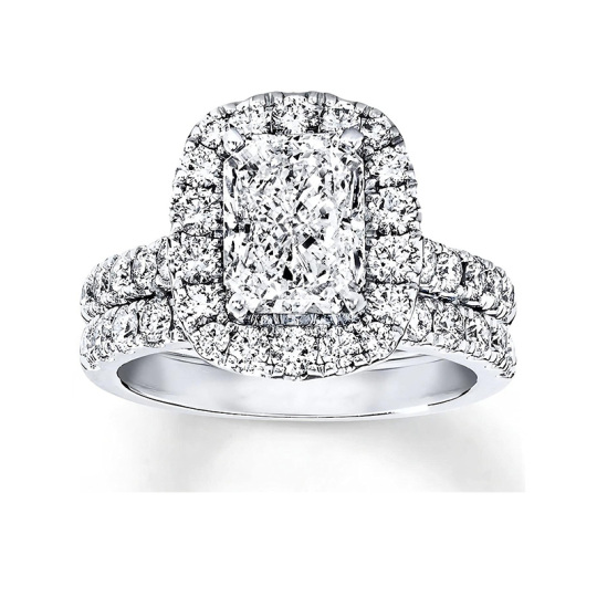 Anneau de mariage en or blanc 10K Moissanite