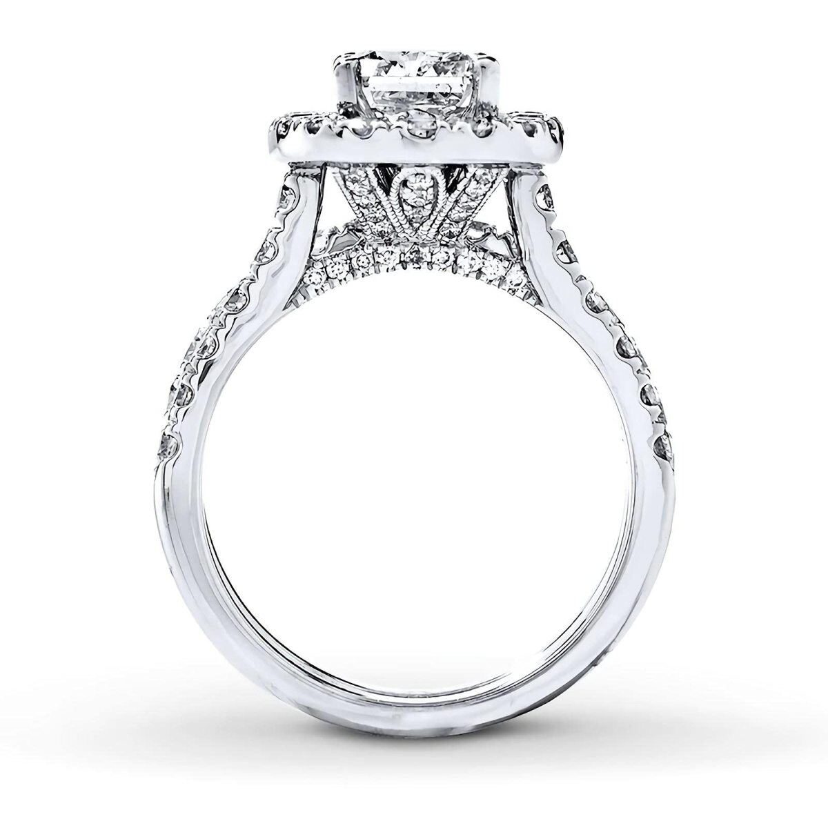 10K White Gold Moissanite Wedding Ring-2