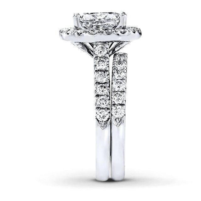 14K White Gold Moissanite Wedding Ring-3