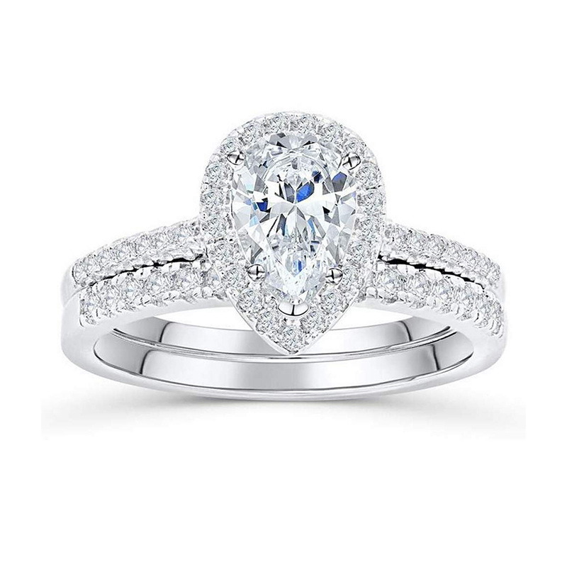 10K White Gold Moissanite Wedding Ring-1