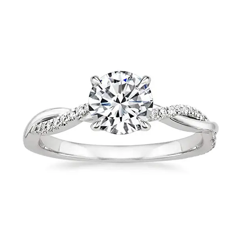 10K White Gold Round Cubic Zirconia Wedding Ring-1