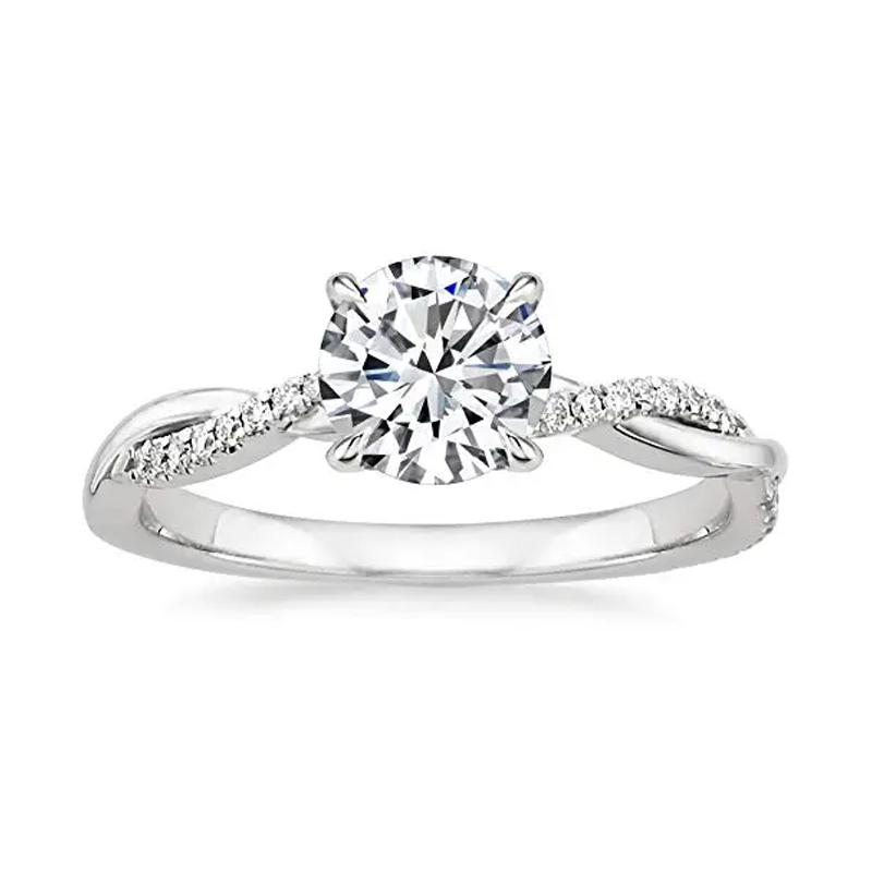 10K White Gold Circular Moissanite Wedding Ring-1