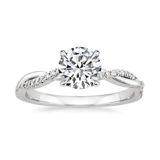 Alliance de mariage en or blanc 10 carats avec zircone cubique circulaire