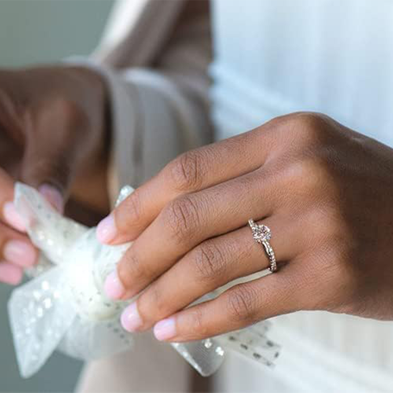 10K White Gold Round Cubic Zirconia Wedding Ring-2