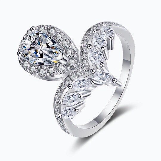 Bague de mariage moissanite en or blanc 10K-1