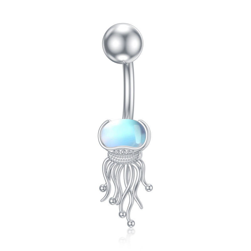 Sterling Silver Moonstone Jellyfish Belly Button Ring-7
