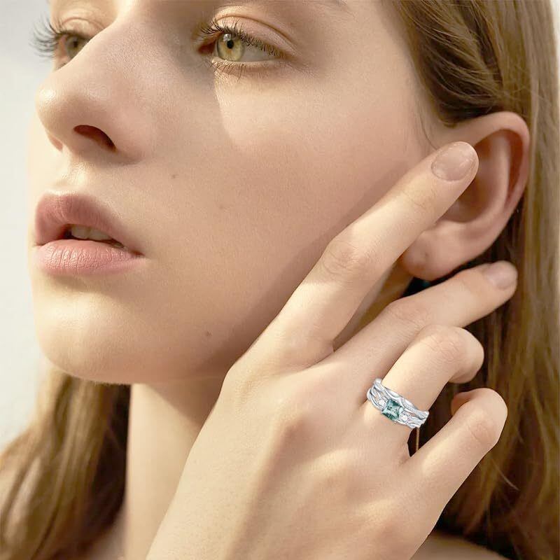 Pierścionek ze złota próby 14K z agatem mszystym-2