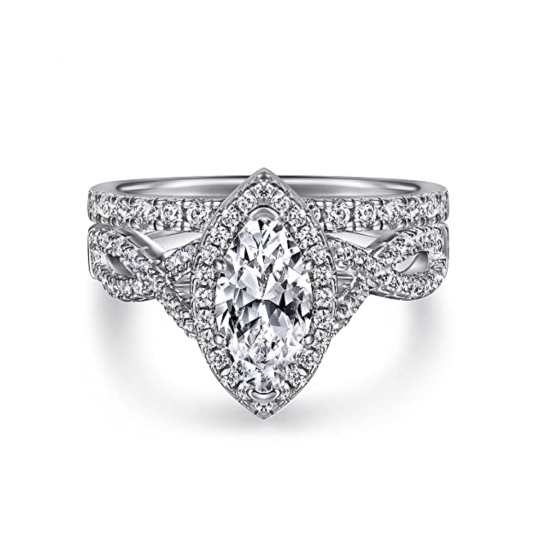 10K White Gold 1 CT Oval Shaped Moissanite Engagement Ring