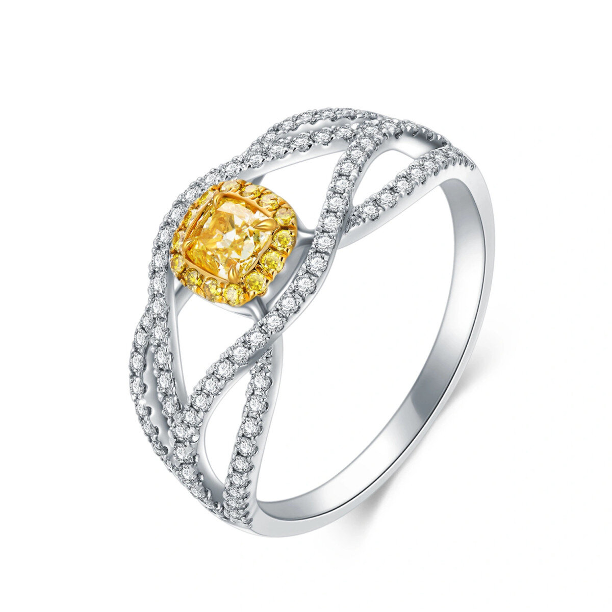 18 Karat Weißgold-Verlobungsring mit quadratischem Prinzess-Diamant-1