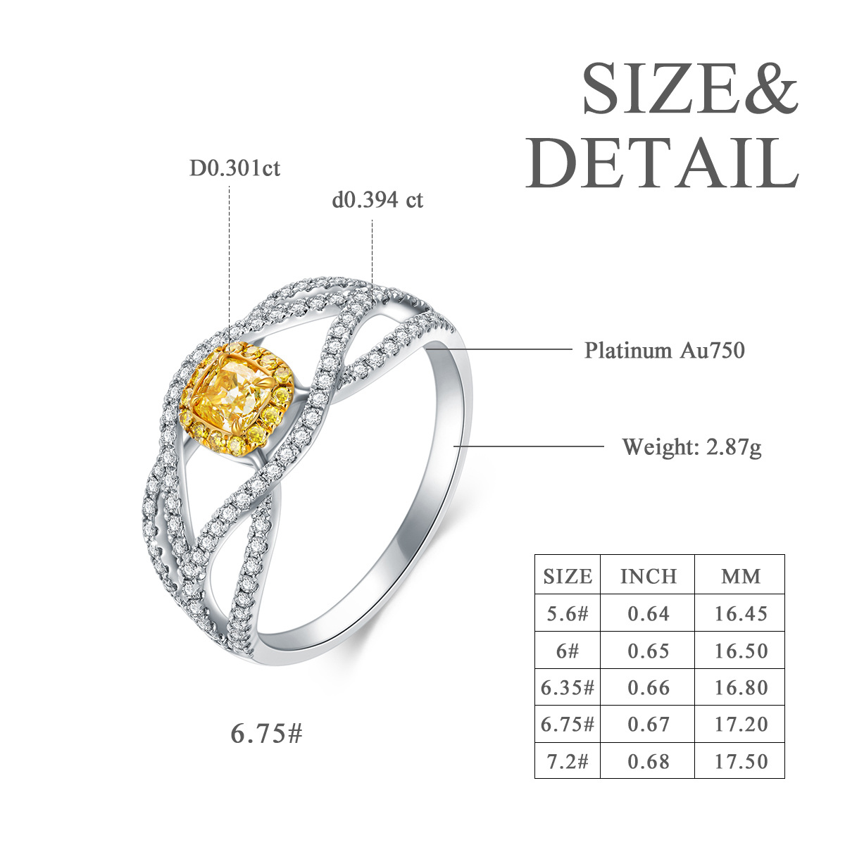 18 Karat Weißgold-Verlobungsring mit quadratischem Prinzess-Diamant-6