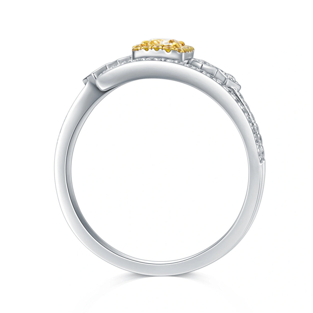 Anel de noivado de diamante em forma de princesa quadrada em ouro branco 18K-4