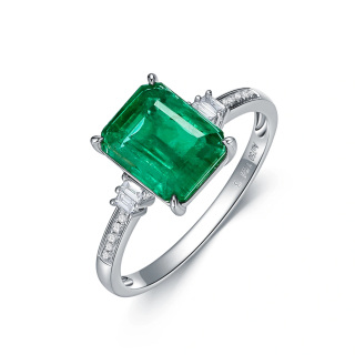 10K White Gold Princess-square Shaped Emerald Square Engagement Ring-41