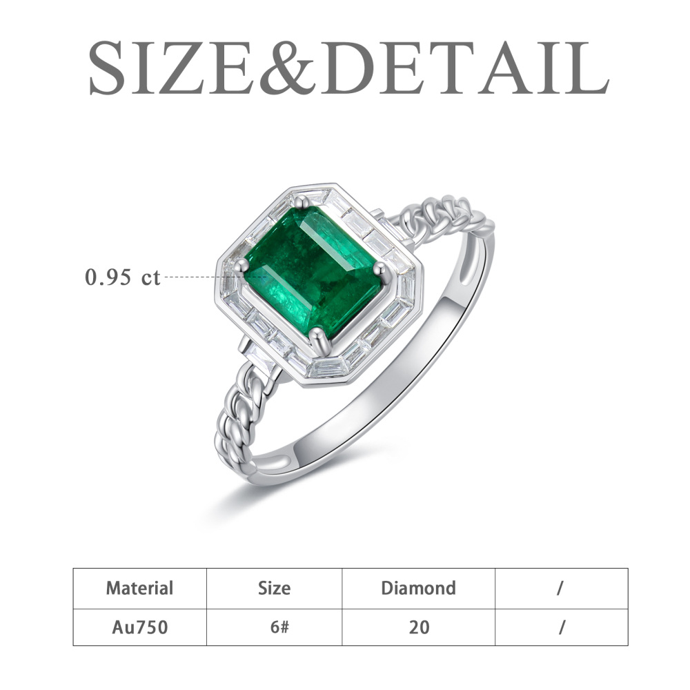 10K White Gold 1 to 5 CT Princess Cut Shaped Emerald Square Signet Ring-5