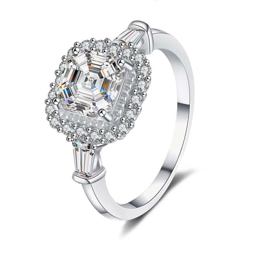 10K White Gold 1.5 to 5 CT Princess Cut Shaped Moissanite Engagement Ring-1