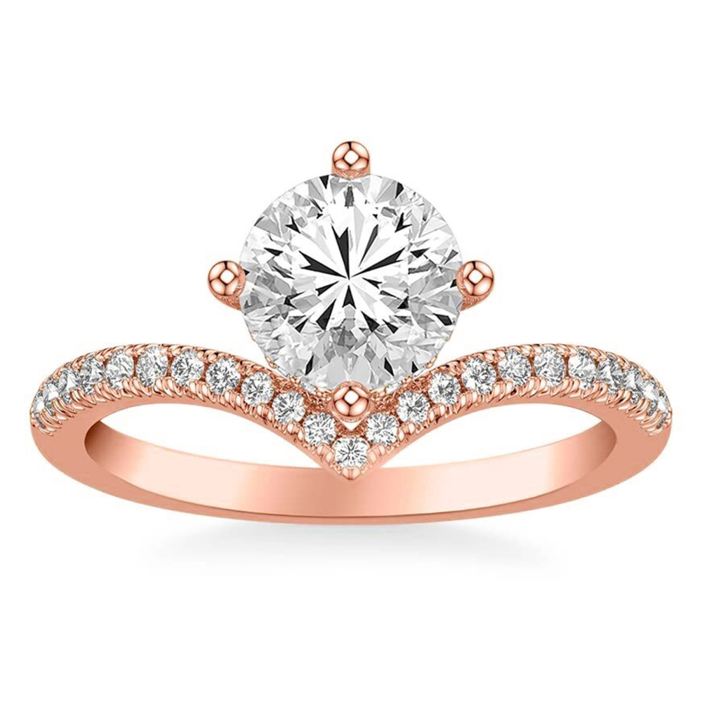 10K White Gold Round Cut Moissanite Engagement Ring-1