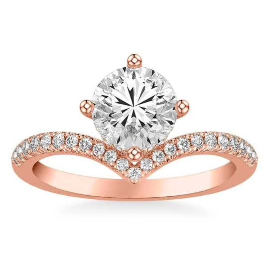 Anello di fidanzamento con moissanite taglio rotondo in oro bianco 10 carati