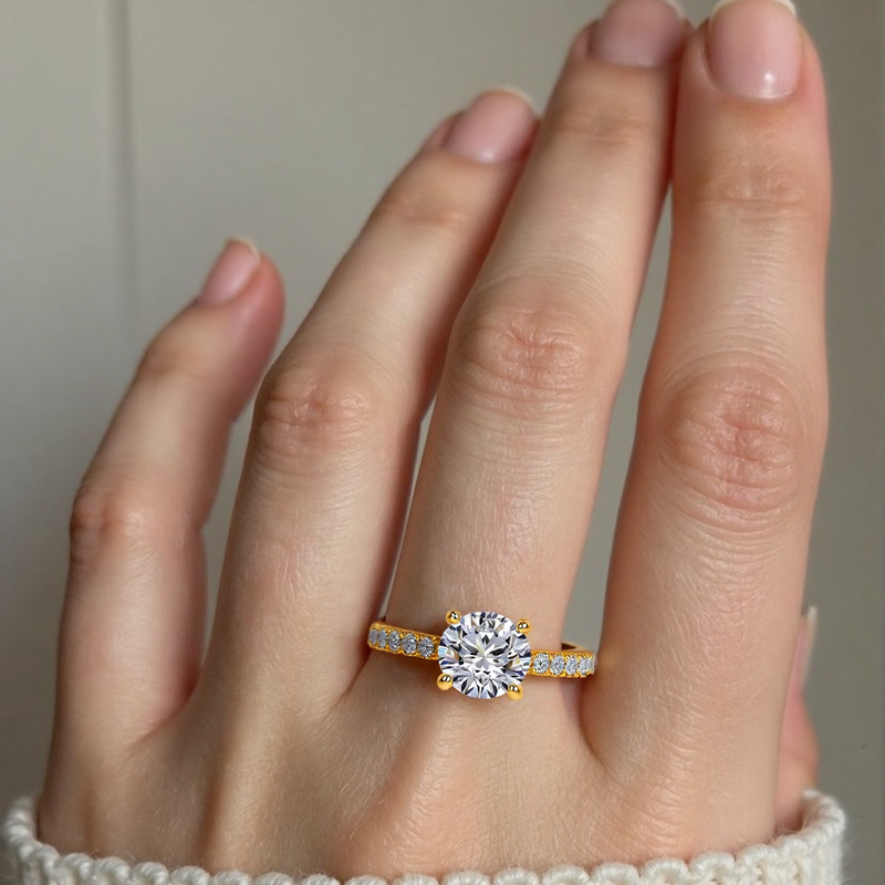 18K White Gold Round Shaped Moissanite Engagement Ring-6