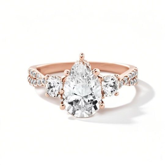 10K White Gold 1 to 3.5 CT. T.W Pear Cut Cut Lab Created Diamond Engagement Ring D VVS1-VS1 Clarity 3EX IGI Certified