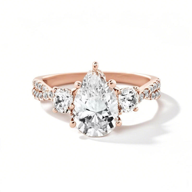 10K White Gold 1 to 3.5 CT. T.W Pear Cut Cut Lab Created Diamond Engagement Ring D VVS1-VS1 Clarity 3EX IGI Certified-1