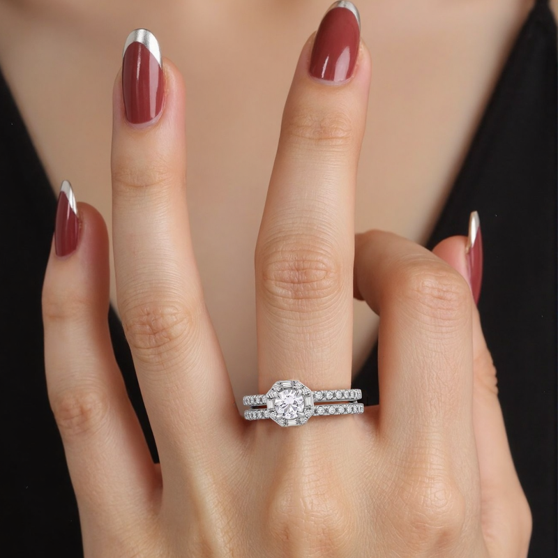 18K White Gold 1 to 3.5 CT. T.W Round Cut Lab Created Diamond Wedding Ring D VVS1-VS1 Clarity 3EX IGI Certified-4
