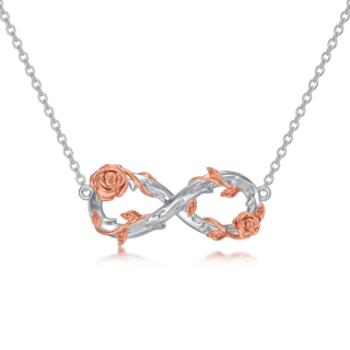 Sterling Silver Two-tone Rose & Infinity Symbol Necklace for Women-5