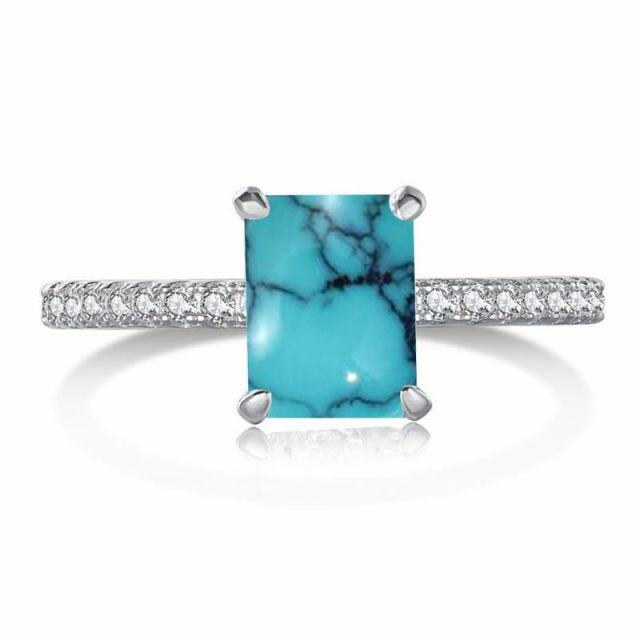 10K White Gold Turquoise Ring-1