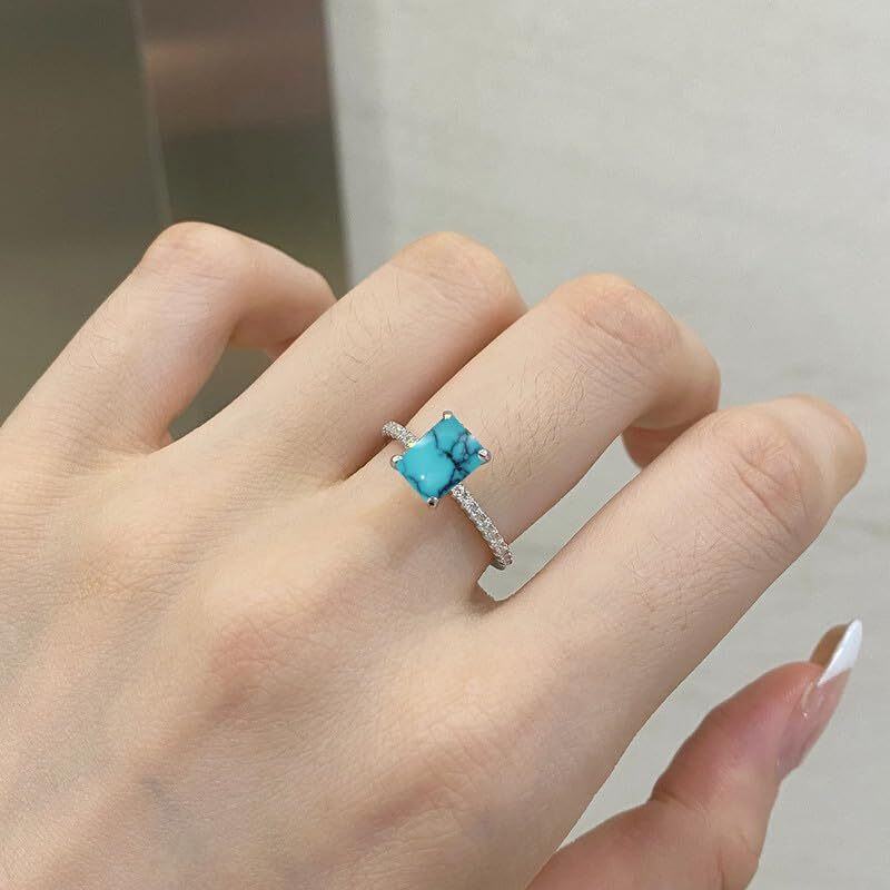 14K White Gold Turquoise Ring-2