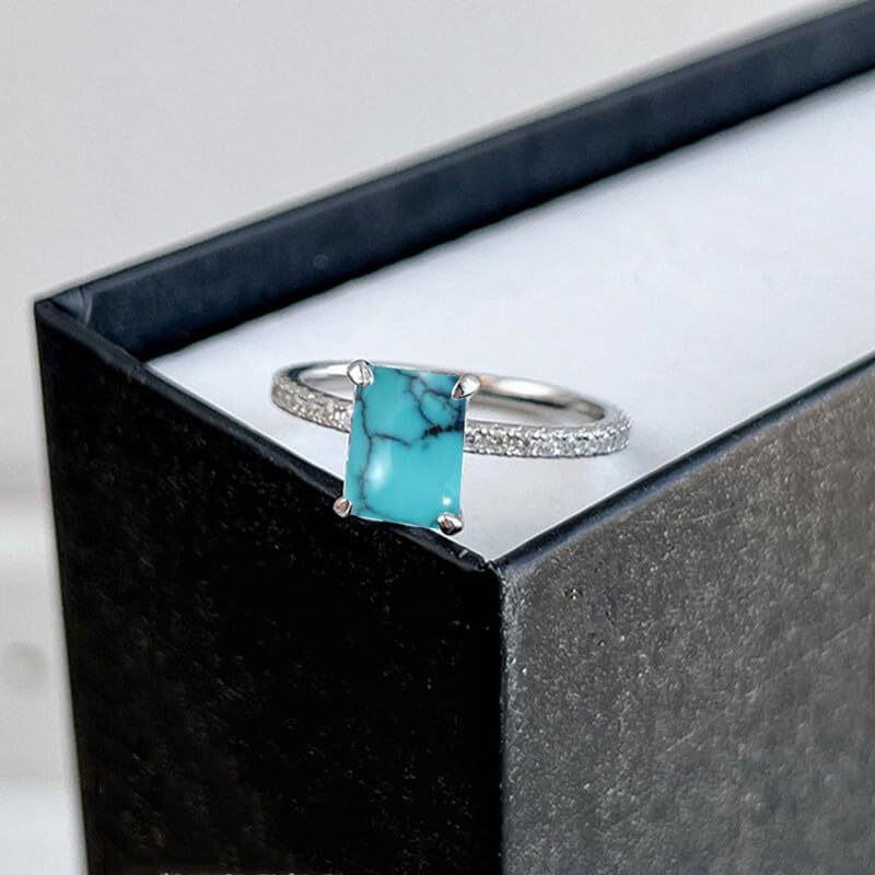 Bague en or blanc 10 carats avec turquoise-3