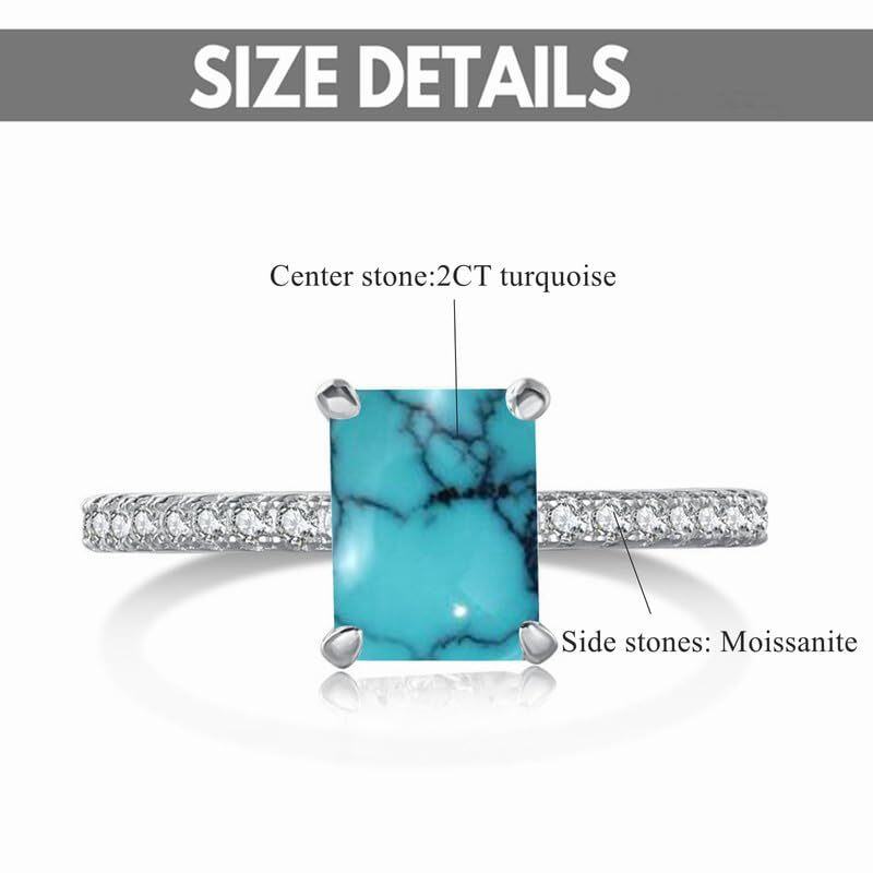 Bague en or blanc 10 carats avec turquoise-4