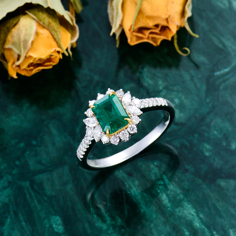 10K White Gold 2 to 7 CT Princess Shaped Lab Created Emerald Square Wedding Ring-4